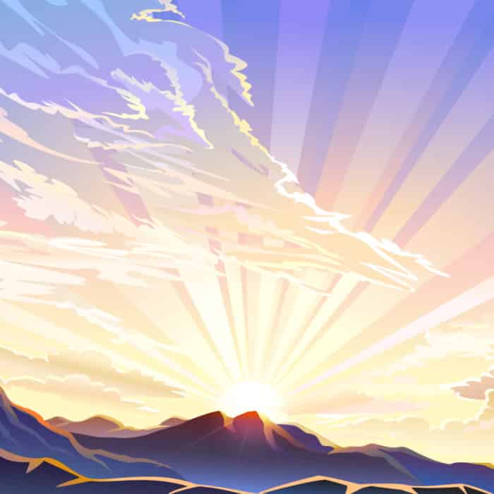 illustration of the sun lighting the clouds